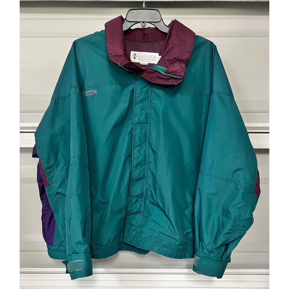Vintage Columbia Sportswear Radial Sleeve Windbreaker Teal Purple Mens 4XL